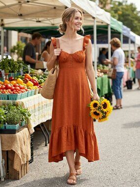 Farm Rio Ruffle Strap Maxi Dress Size M